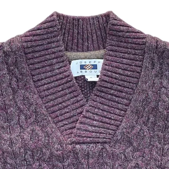 Joseph Abboud Wool Cable Knit Grandpa Sweater Preppy Old Money Fisherman-M - Picture 2 of 11